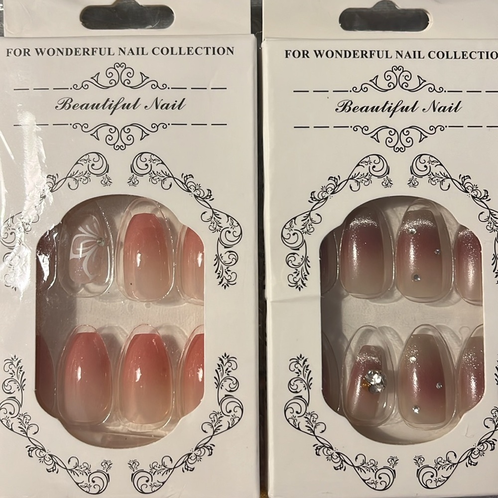 One set of two (2); size: medium to long; sparkly nails; supplies included, NWT